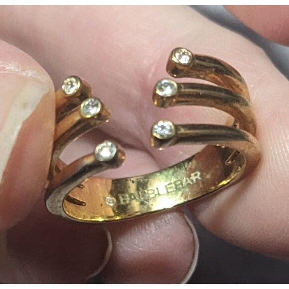 Baublebar Glam Gold Tone Tripe Layer Cage Ring With Clear Stones Size 7 - Picture 6 of 12